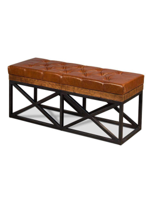 Leather Cushion Double Bench