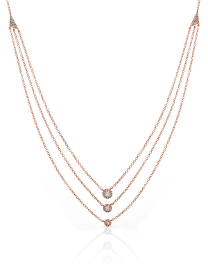 14kt Rose Gold Diamond Triple Layer Mikaila Necklace