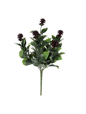 Vickerman 13.5" Artificial Blueberry Ficus Bush Uv Coated.