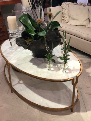 Iron And Stone Oval Coffee Table