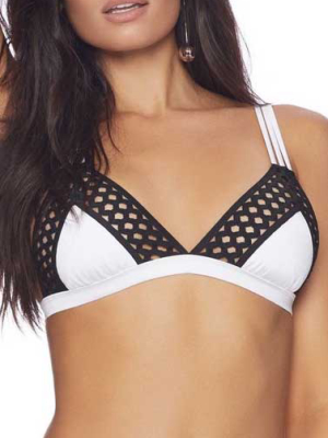 Beach Bunny Lattice Bralette Bikini Top In White