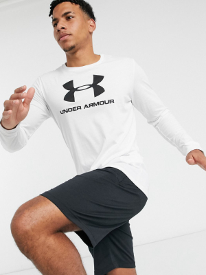 Under Armour Sportstyle Logo Long Sleeve T-shirt In White