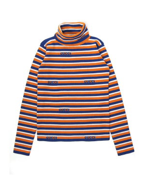 Gucci Kids Logo Stripe Turtleneck Jumper