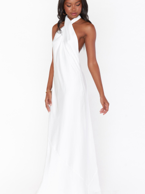 Jasmine Halter Maxi Dress ~ Ivory Luxe Satin