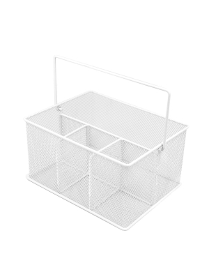 Sorbus Mesh Utensil And Napkin Holder White