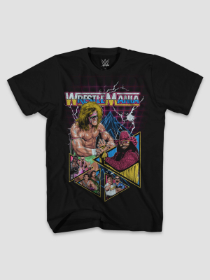 Men's Wwe Wrestlemania Short Sleeve Graphic T-shirt - Black