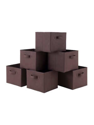 Set Of 6 Capri Foldable Fabric Baskets Chocolate - Winsome