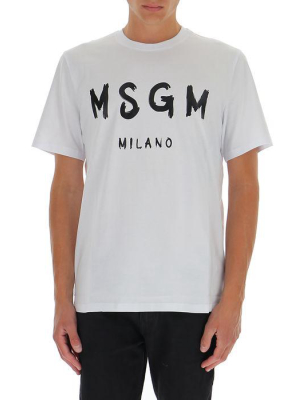 Msgm Logo Print Crewneck T-shirt