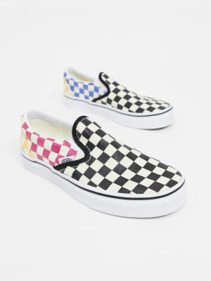 Vans Classic Slip-on Glitter Checkerboard Sneakers In Multi