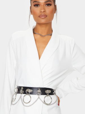 Black Silver Chained Hoops Belt