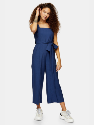 Petite Navy Pinafore Jumpsuit