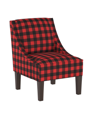 Swoop Arm Chair Classic Gingham Red Black - Skyline Furniture