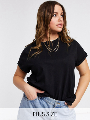 River Island Plus Short Sleeve T-shirt In Black