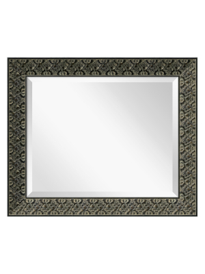 21" X 25" Intaglio Embossed Black Framed Wall Mirror - Amanti Art