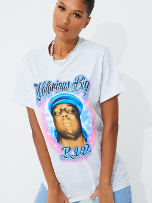 Grey Rip Biggie Printed T Shirt