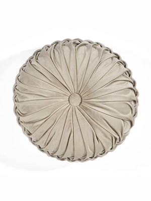 15" Pleated Round Throw Pillow Ivory - Lush Décor