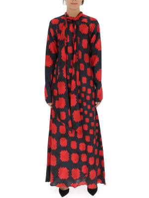 Marni Graphic Printed Pussybow Maxi Dress