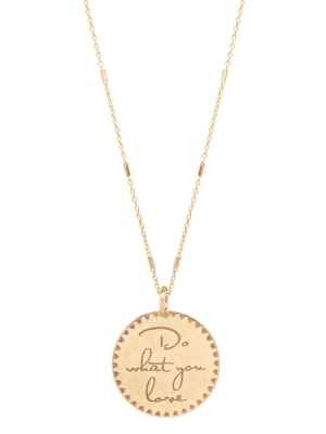 14k Small Mantra Heart Border Necklace On Tiny Bar & Cable Chain