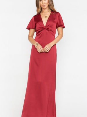 Rome Twist Gown ~ Ruby Luxe Satin