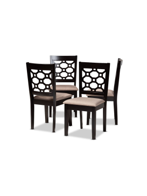 4pc Peter Fabric Upholstered And Wood Dining Chairs - Baxton Studio