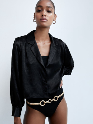 Satin Effect Cropped Shirt