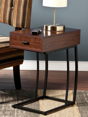 Side Table With Usb Brown - Aiden Lane