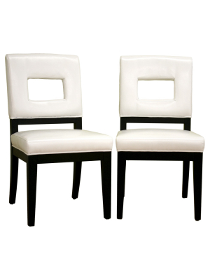 Faustino Leather Dining Chair - White (set Of 2) - Baxton Studio