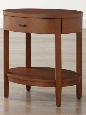 Arch Tea Oval Nightstand With Drawer