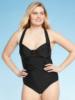 Women's Ring Detail High Coverage One Piece Swimsuit - Kona Sol™ Black