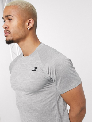 New Balance Running Tenacity Logo T-shirt In Gray Marl