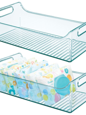 Mdesign Plastic Storage Organizer Bin For Child/kids Items, 2 Pack - Sea Blue