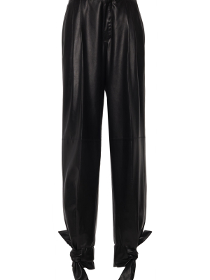 Tapered-leg Leather Pants