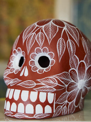 Red Day Of The Dead Skull - Art Object