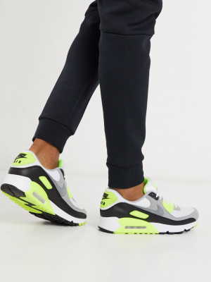 Nike Air Max 90 Sneakers In White/volt