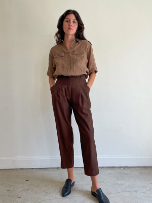 Two Pleat Pant In Chocolate Silk