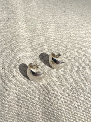 Silver Crescent Earrings