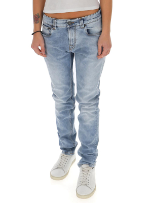 Etro Logo Patch Faded Jeans