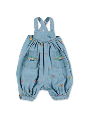 Stella Mccartney Kids Floral Embroidered Denim Romper