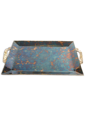 Julia Knight Sierra 20" Rectangular Tray In Rainbow Bronze