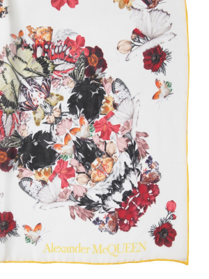 Alexander Mcqueen Skull And Butterfly Print Scarf