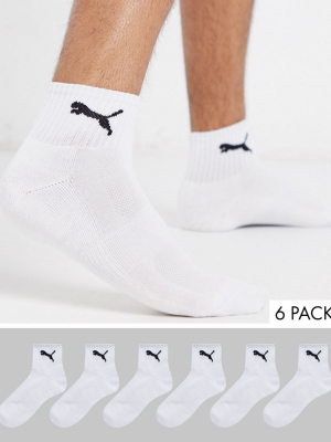 Puma 6 Pack Quarter Socks In White