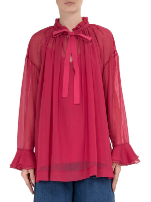 See By Chloé Tie Neck Sheer Blouse