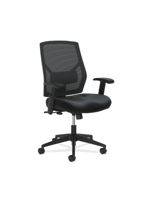 High Back Leather Mesh Back Computer Chair Black - Ofm