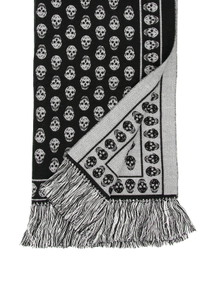 Alexander Mcqueen Skull Print Fringed Scarf