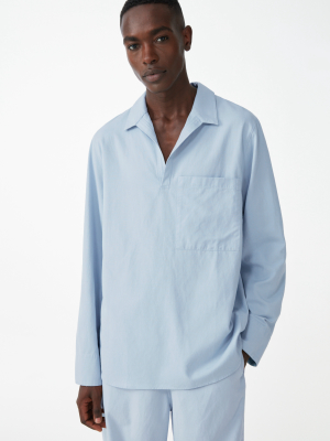 Organic Cotton-linen Mix Open Collar V-neck Shirt