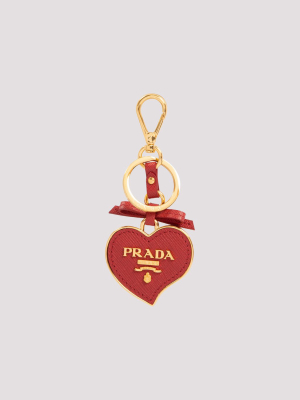 Prada Trick Logo Plaque Heart-shaped Keychain