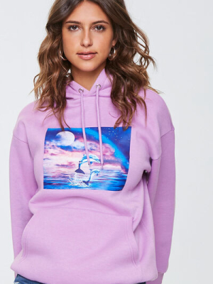 Fleece Dolphin Graphic Hoodie