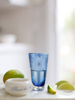 Etched Shot Glass - French Blue