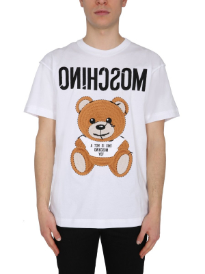 Moschino Embroidered Bear Reverse Logo T-shirt