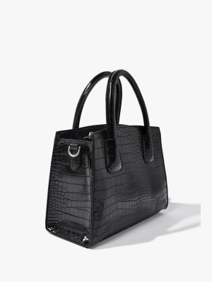 Structured Faux Croc Satchel